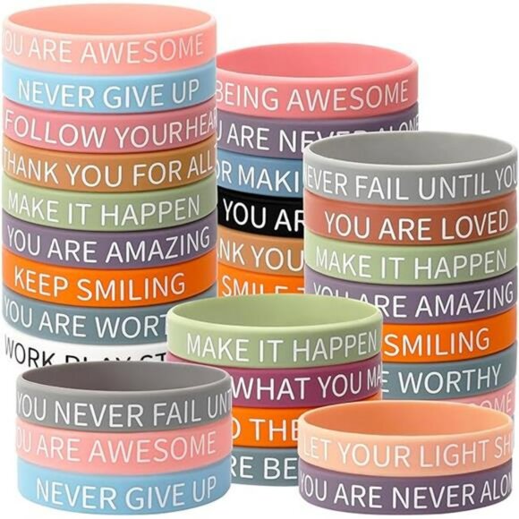 Motivational silicone bracelets bulk colorful rubber wristbands inspirational se - Picture 7 of 7